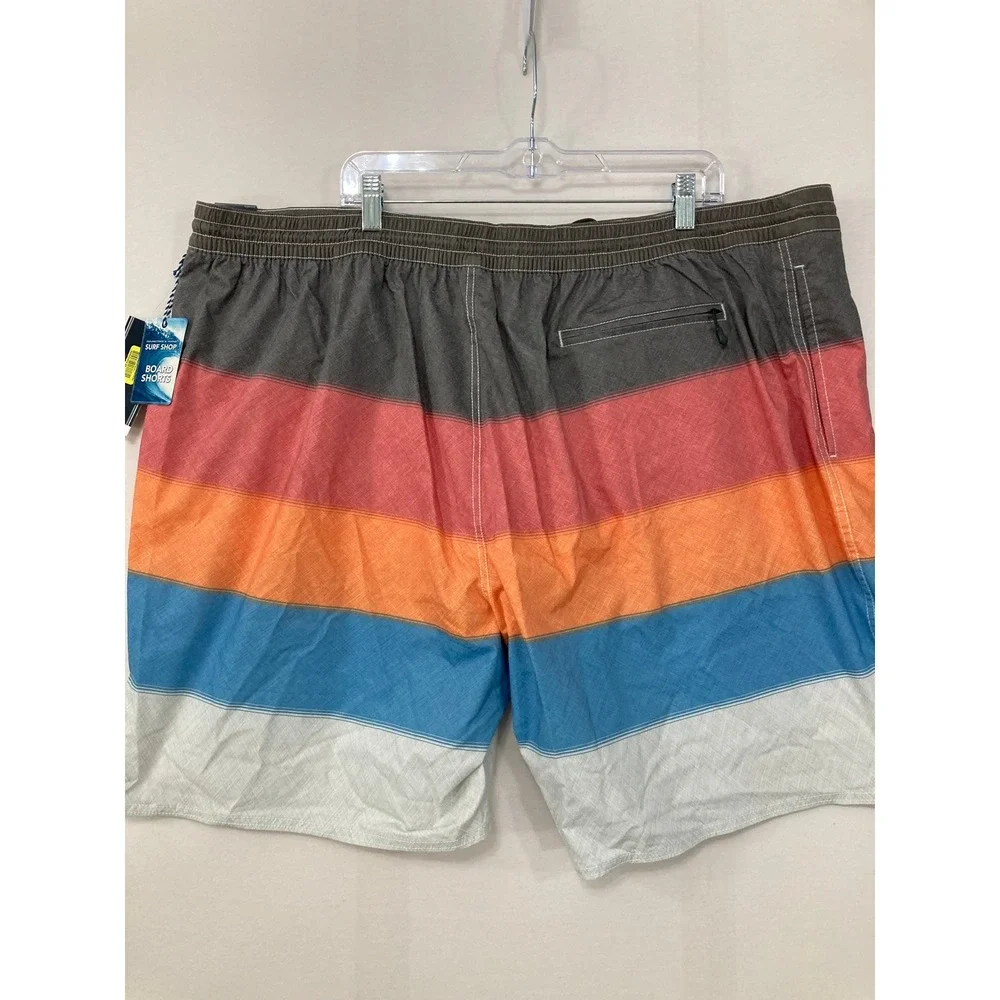 New Roundtree & Yorke Board Shorts 3XB Multi Striped Swim Trunks Travel Vacation